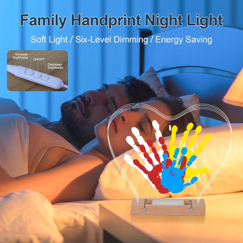 Bixinyo Family Handprint Kit with Light, Baby Handprint and Footprint Kit, DIY Craft Keepsake, Family Gifts for New Parents, Christmas, Adoption, Baby Shower New Mom Gifts for Boys & Girls (Heart) - Image 3